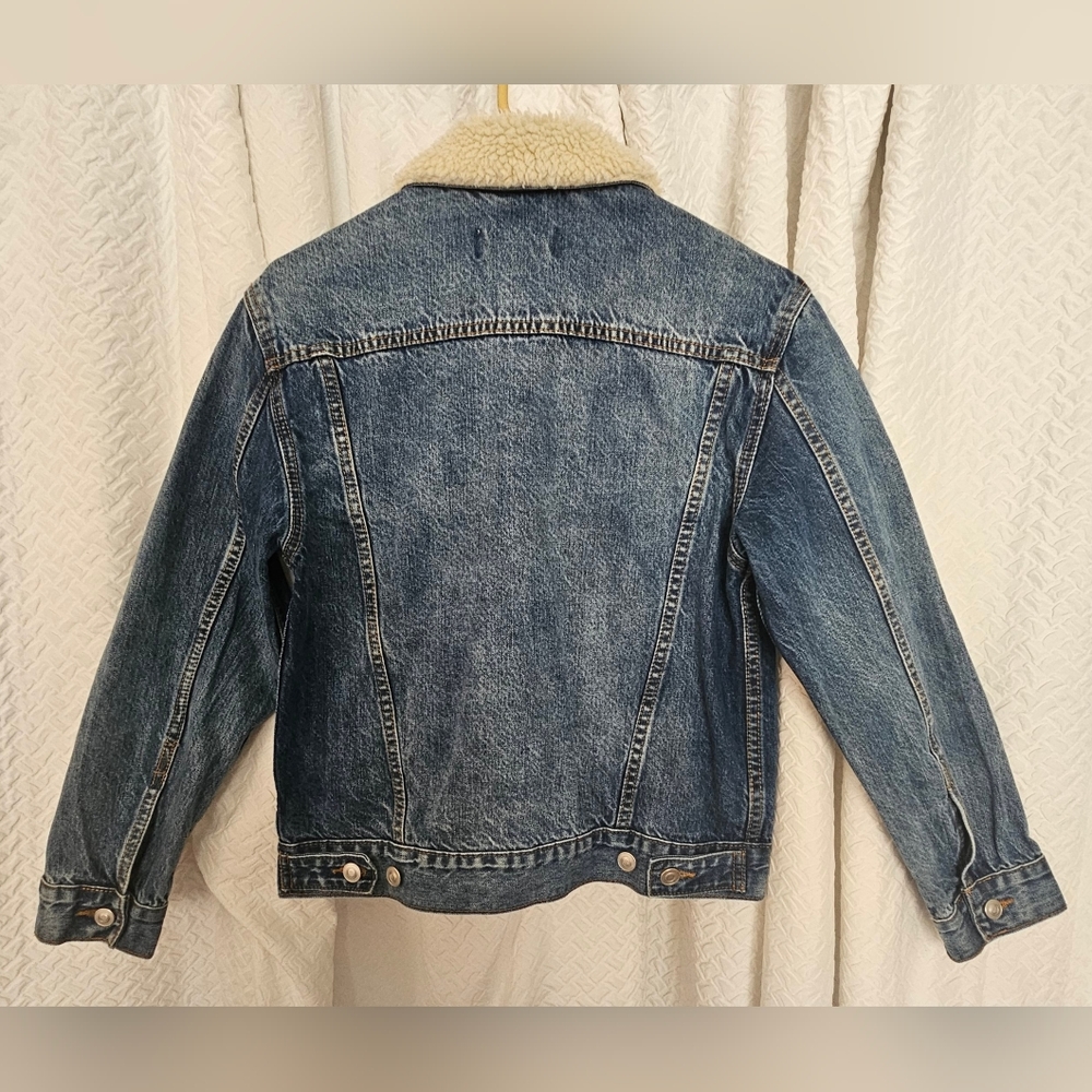 Unveil Faux Wool Sherpa Collar Denim Buttoned Jacket SZ XS - Picture 6 of 9